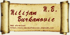 Milijan Burkanović vizit kartica